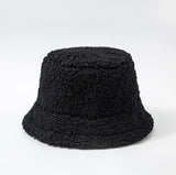 Women Hat Solid Artificial Fur Warm Female Cap Faux Fur Winter Bucket Hat for Women Outdoor Sunscreen Sun Hat Panama Lady Cap
