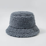 Women Hat Solid Artificial Fur Warm Female Cap Faux Fur Winter Bucket Hat for Women Outdoor Sunscreen Sun Hat Panama Lady Cap
