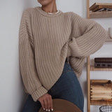 Women Solid Autumn Winter Oversized Sweater Elegant Loose Knitted Sweaters Women Long Sleeve Pullover Female Jumper Cashmere New