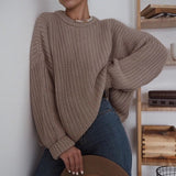 Women Solid Autumn Winter Oversized Sweater Elegant Loose Knitted Sweaters Women Long Sleeve Pullover Female Jumper Cashmere New