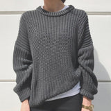 Women Solid Autumn Winter Oversized Sweater Elegant Loose Knitted Sweaters Women Long Sleeve Pullover Female Jumper Cashmere New