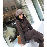 Autumn Winter Knitted Sweater Set Women Two Piece Suits Wide Leg Pants Suit Long Sleeve Elegant 2 Piece Sweater Pants Set 2020