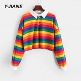 Toppies Abstract T-shirts Rainbow Printing Women Tops Straped Color Autumn White Cotton Tops Tees Harajuku Clothing#G3