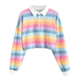 Toppies Abstract T-shirts Rainbow Printing Women Tops Straped Color Autumn White Cotton Tops Tees Harajuku Clothing#G3