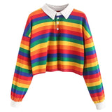Toppies Abstract T-shirts Rainbow Printing Women Tops Straped Color Autumn White Cotton Tops Tees Harajuku Clothing#G3