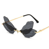 Fashion Rimless Dragonfly Wing Sunglasses Women Vintage Clear Ocean Lens Eyewear Men Pink Yellow Sun Glasses Shades UV400