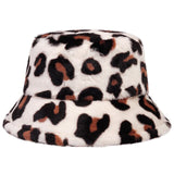 Autumn winter Faux Fur Leopard cow womens bucket hats Thick Warm lady Japanese Panama hats Outdoor Travel Velvet Fisherman Hats