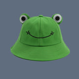 Green Frog Bucket Hat for Women Summer Autumn Plain Women Panama Outdoor Hiking Beach Fishing Cap Sunscreen Female Sunhat Bob