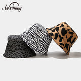 Winter Warm Bucket Hat for Women Men Cow Print Panama Fishing Caps Wool Thick  Autumn Outdoor Flat Fisherman Hats Basin Chapeau