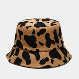 Winter Warm Bucket Hat for Women Men Cow Print Panama Fishing Caps Wool Thick  Autumn Outdoor Flat Fisherman Hats Basin Chapeau