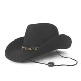 Wool Hollow Western Cowboy Hat For Women Men Outblack Fedora Sombrero Hombre Jazz Cap Wind Rope
